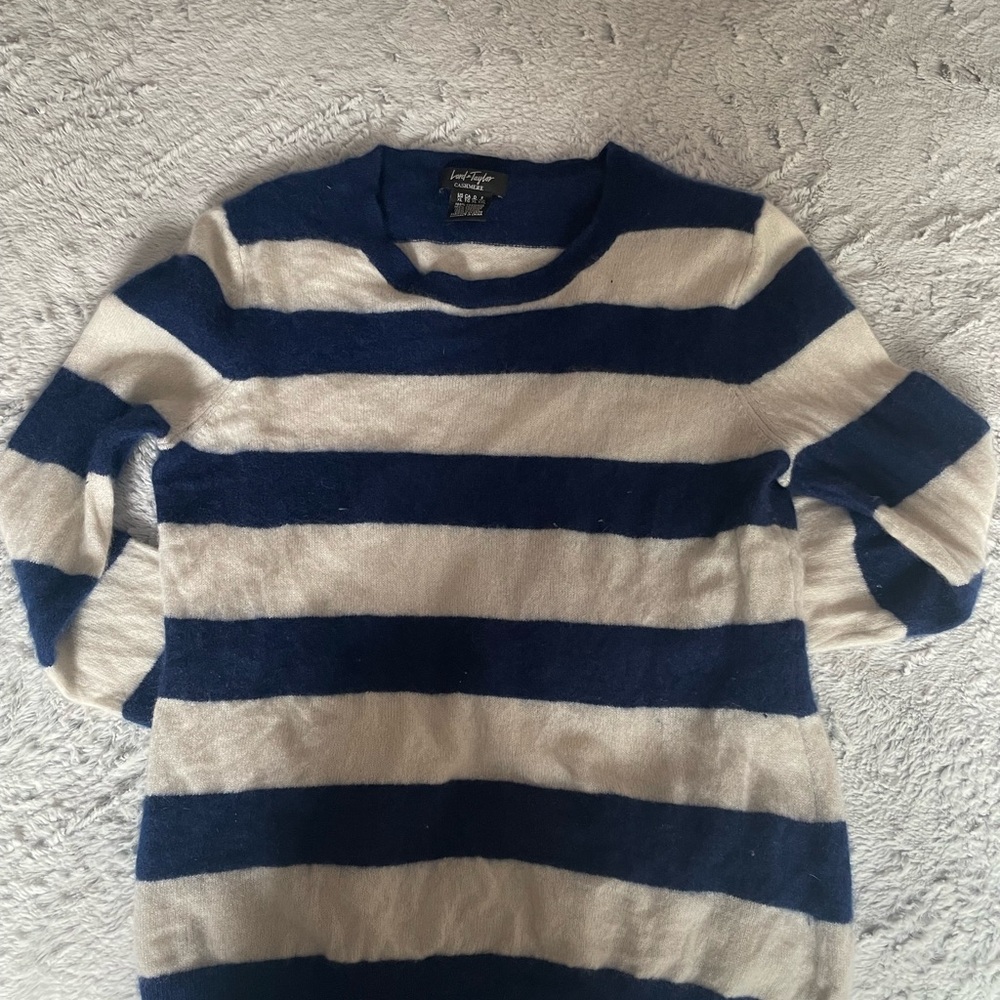 Loft Navy and White Striped Sweater